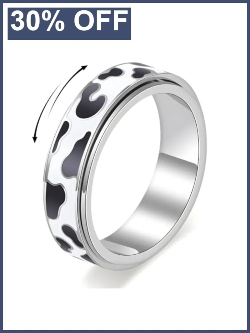 18K Gold Plated Stainless Steel Fidget Spinner Ring Anxiety Relief